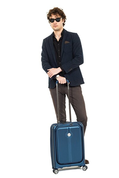 Necati Çanta 15,6 Inç Laptop Bölmeli Polipropilen Tsa Sifreli 55cm Körüklü Kabin Boy Valiz Lacivert