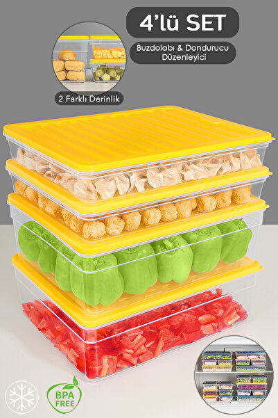 Meleni Home 4'lü Mikrodalga Uyumlu Organizer Set Düzenleyici Gıda Erzak Sakla...