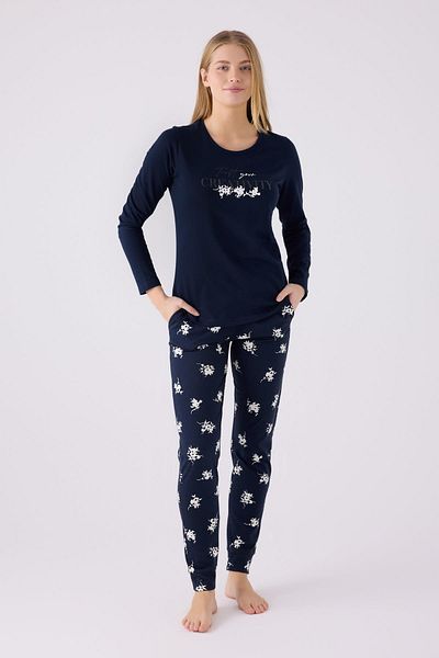 Arnetta Navy Blue 100% Cotton Women's Pajama Set