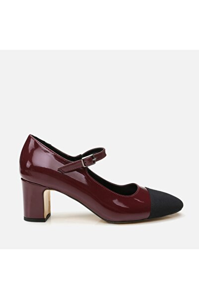 Yaya by Hotiç Mary Jane Bordo Yaya Kadın Kalın Topuk