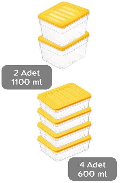 Meleni Home 6-Piece Microwave Compatible Organizer Set Organizer Food Food Food Storage Container Deep and Shallow S Yellow