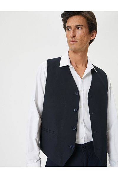 Koton Ärmellose Fleto-Weste mit Knöpfen und Taschendetail