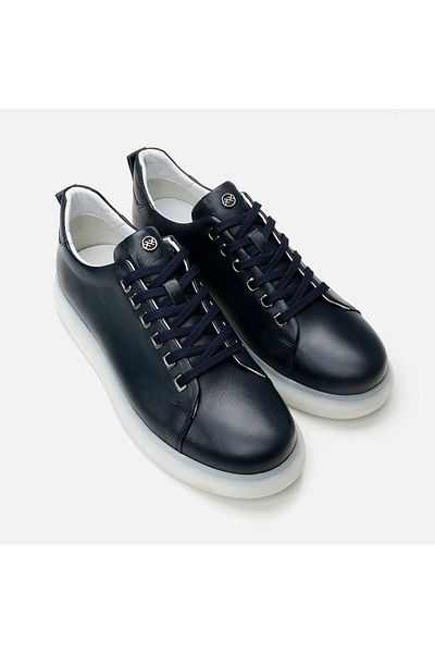 Hotiç Pantofi casual pentru bărbați din piele naturală bleumarin