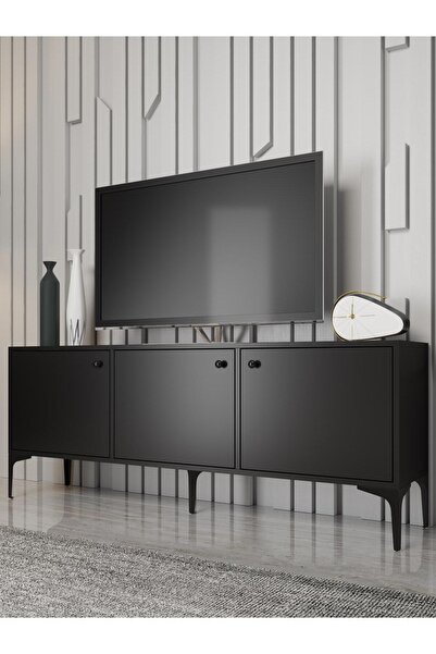 Wood'n Love Bello 160 Cm Metal Ayaklı Tv Ünitesi - Konsol - Siyah / Siyah