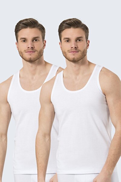 TÜREN 108 Beyaz 2'li Erkek Penye Atlet