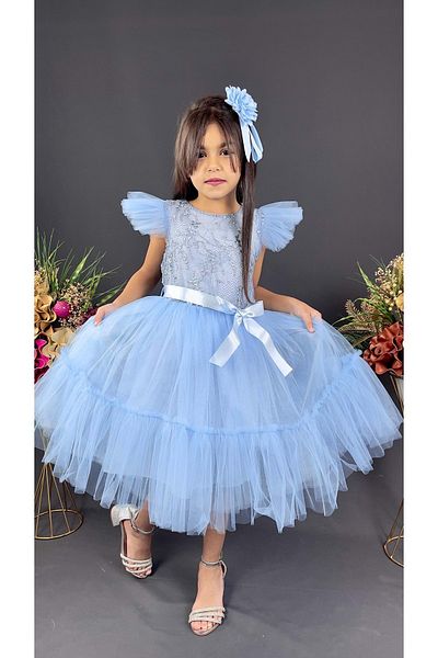 Mnk Baby&Kids Roza Lace Tutu Girl's Evening Dress MNK0546 DARK BLUE