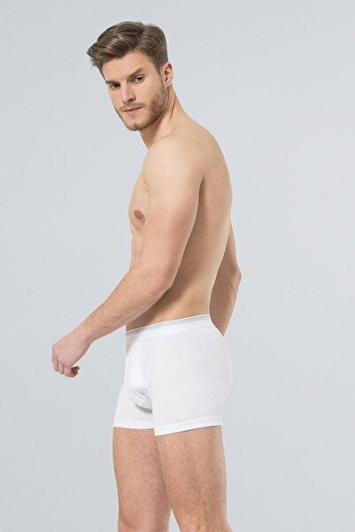 TÜREN 119 White Men's Ribbed Belted Cuffed Boxers