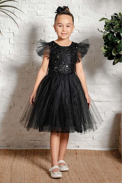 Mnk Baby&Kids Black Tulle Girl's Dress - Kpl Mnk0526