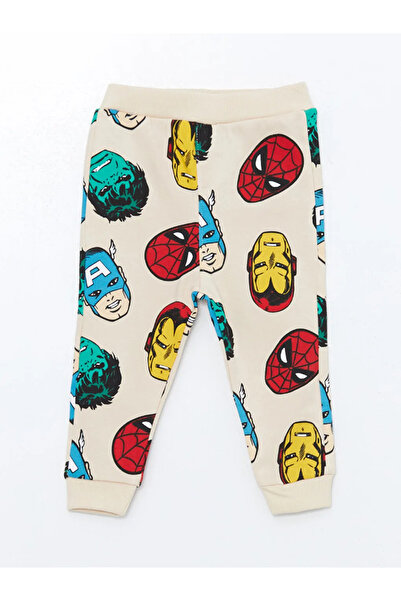 LC Waikiki Lcw Baby Ecru Printed Crew Neck Spiderman Printed Baby Boy Tracksuit Set