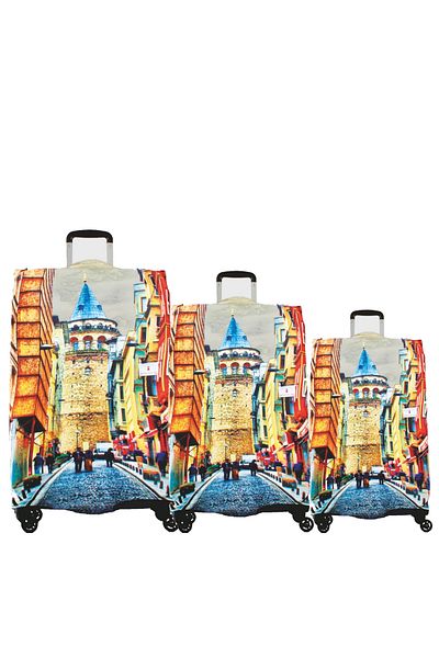 MY SARACİYE My Galata 17 - Large, Medium, and Cabin Size Saddler Suitcase and Suitcase Cover Set