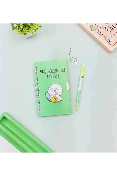 Gift Moda Cute Pattern Lock Notebook and Pen Set