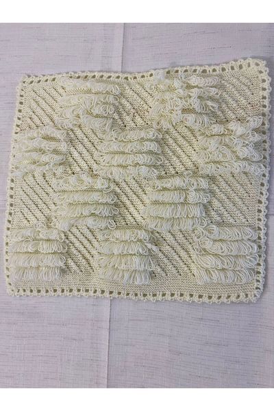 Vinezza Home Collection Hand Knitted Bath Washcloth, Handcrafted Bath Washcloth, Dowry Yellow Washcloth 1 Piece