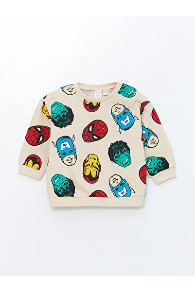 LC Waikiki Lcw Baby Ecru Printed Crew Neck Spiderman Printed Baby Boy Tracksuit Set