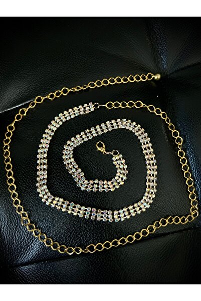 Fiori Women's Gold Stone Chain Belt