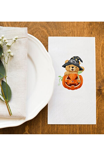 Hediyenza منديل عرض تيدي بير لطيف مطبوع عليه الهالوين - 0013 20 قطعة