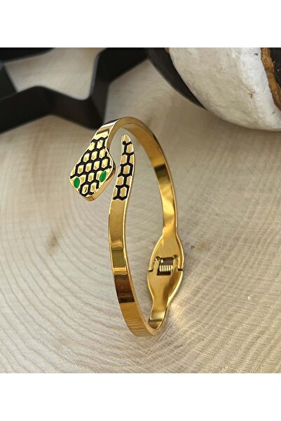 ACAR TAKI GOLD RENK YILAN MODEL ÇELİK KELEPÇE ACR7138
