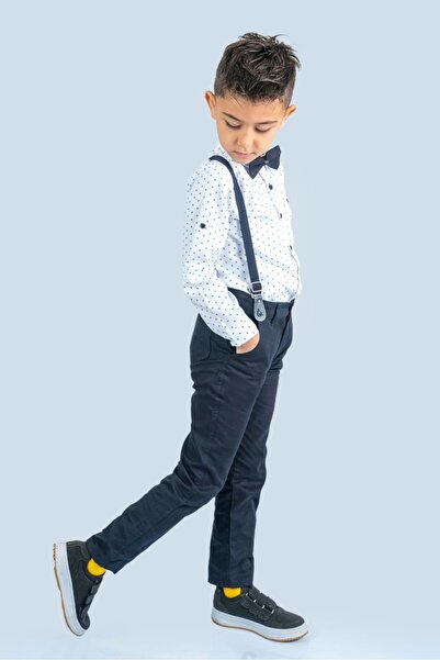 Mnk Baby&Kids Baskılı Oxford Erkek Çocuk Takım MNK0479 BEYAZ