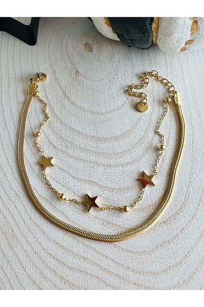 ACAR TAKI Gold Color Star Steel Anklet 20.5 cm Acr1668