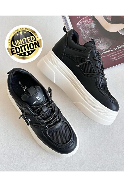 Zuum Woly Inner Hidden Heels Thick Sole Women's Sneakers - Black