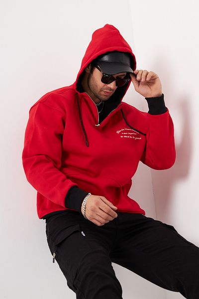 The Champ Clothing Perfect Doesn't Matter - Суитшърт с качулка, цип и дантелени детайли, голям размер