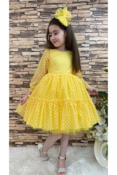 Mnk Katkat Princess Lace Buckle Girls' Dress Mnk0306 Yellow