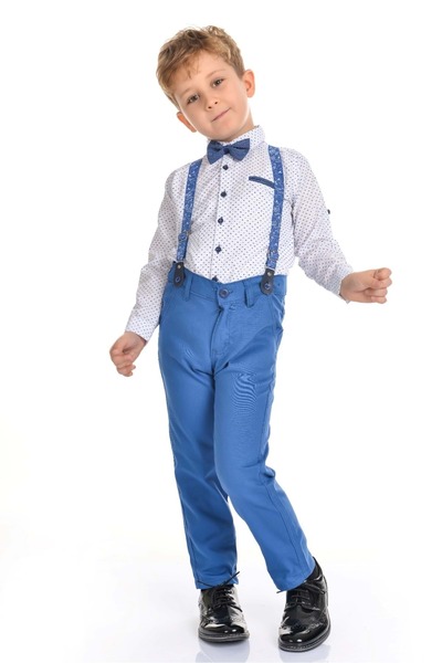 Mnk Кольоровий комплект для хлопчика з брюками та сорочкою INDIGO