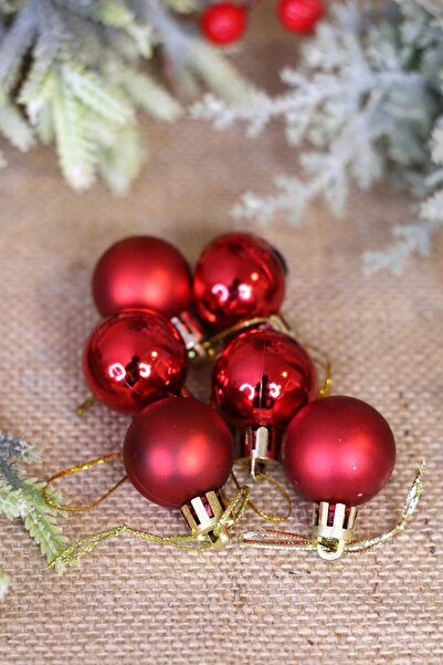 Patladı Gitti Yılbaşı Ağaç Süsü 3 cm Kırmızı Top  6lı