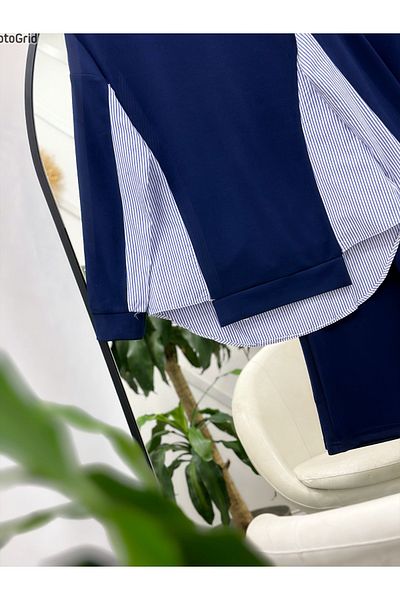 YEDİLALE Striped Fabric Detailed Double Set