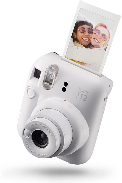 FUJI مجموعة INSTAX MINI12 مع الفيلم (10EXP) وحزام اليد، باللون الأبيض