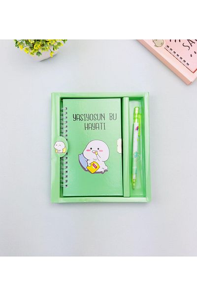 Gift Moda Cute Pattern Lock Notebook and Pen Set