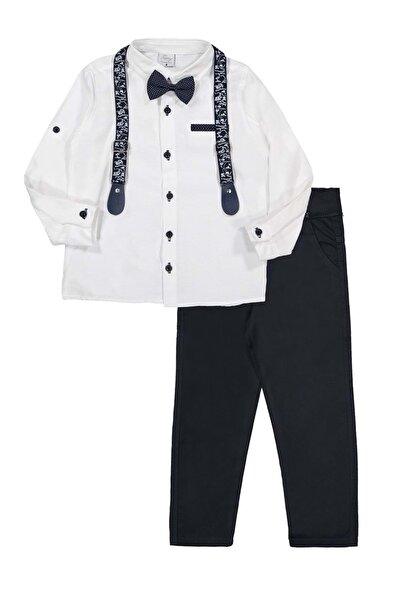 Mnk Oxford Shirt Long Pants Boy's Set Mnk0302 White
