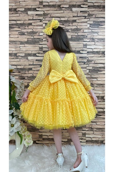 Mnk Katkat Princess Lace Buckle Girls' Dress Mnk0306 Yellow