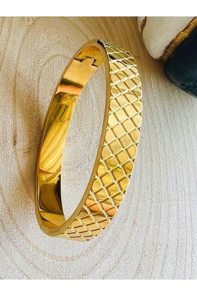 ACAR TAKI GOLD RENK PETEK DESEN ÇELİK KELEPÇE ACR0474