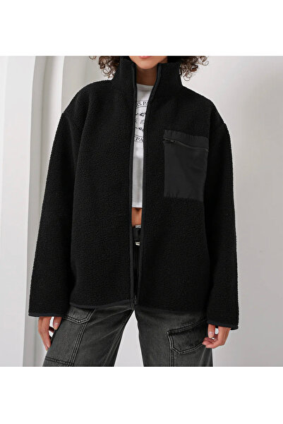 Bigdart Kadın Fermuarlı Oversize Peluş Ceket