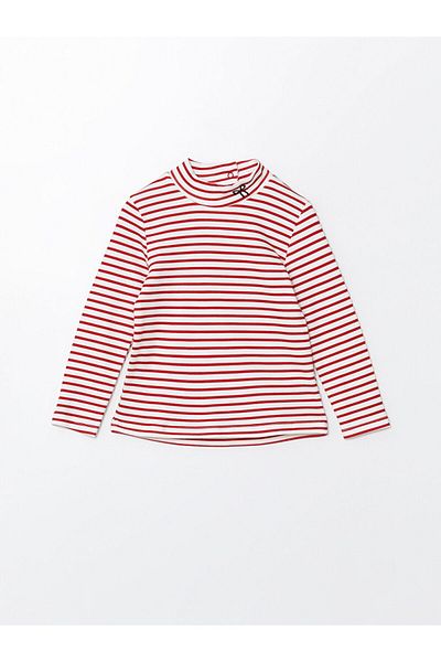 LC Waikiki Tricou pentru fetiță cu dungi cu jumătate de gât - W4JG84Z1