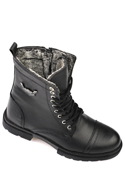 Freemax Su ve Soğuk Geçirmez Kürklü Fermuarlı Kaymaz Kauçuk Taban Garantili Erkek Bot SİYAH