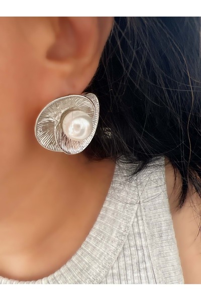 ACAR TAKI ACR7923 نموذج أقراط لوتس فضية اللؤلؤ مفصلة