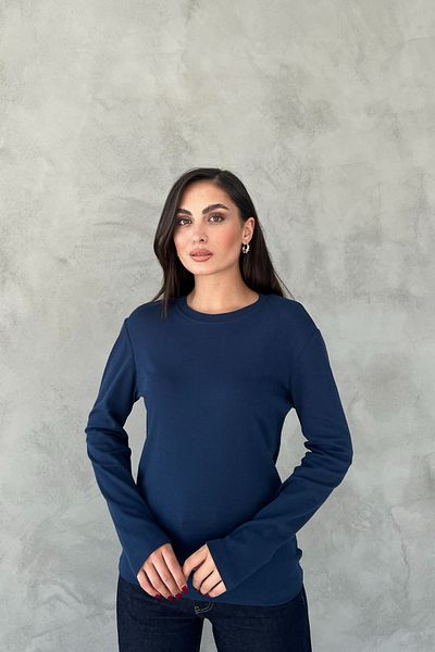 Seda Yalçın Atelier Navy Blue Long Sleeve Basic T-Shirt