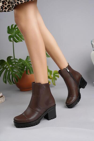 Diego Carlotti Hakiki Deri Topuklu Günlük Kadın Bot Bağsız