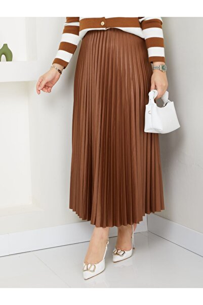 modapark.ist Γυναικεία δερμάτινη φούστα πλισέ