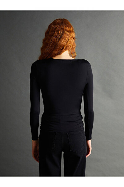 LC Waikiki LCW Vision Siyah Asimetrik V Yaka Kadın Bluz