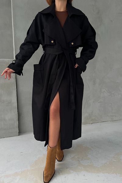 Seda Yalçın Atelier Black Snap-On Belted Trench Coat