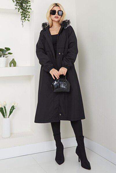 SENSTIL Allerli İçi Kürklü  Mont Siyah SS2330