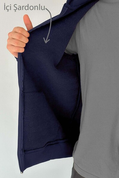 REMSA Ανδρικό ύφασμα Premium με κουκούλα με κουκούλα τριών κλωστών REU-01 Navy