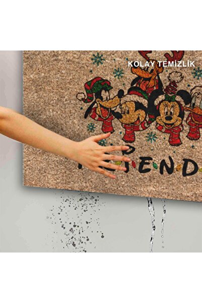 Monnhein Yeni Yıl Özel Tasarım Kapı Paspası, Yılbaşı Renkleri ve Şık Süslemeler ile Su Geçirmez, İç ve Dış Me