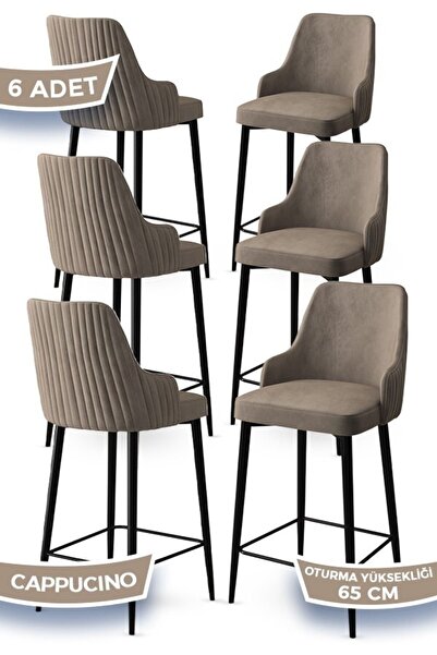 Canisa Tera Serisi 6 Cappucino Sandalye 65 Cm Ada Mutfak Bar Sandalyesi Babyf...