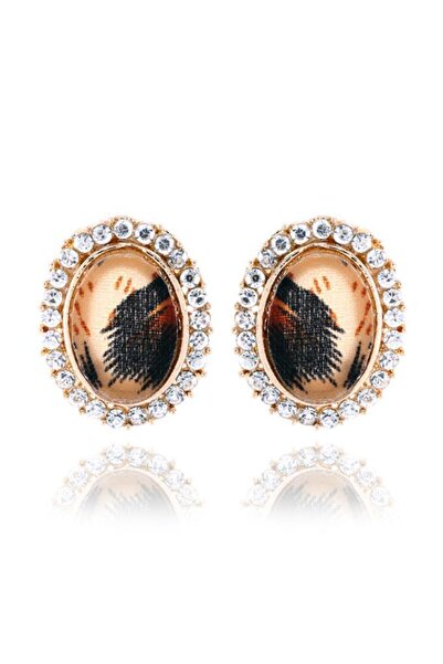 Rouge Zircon Stone Leopard Pattern Earrings