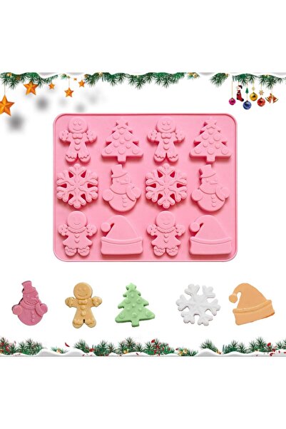 Şenhomee قالب صابون لب الشوكولاتة من السيليكون المختلط على شكل رأس السنة الجديدة