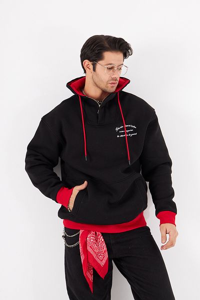 The Champ Clothing Perfect Doesn't Matter - Суитшърт с качулка, цип и дантелени детайли, голям размер