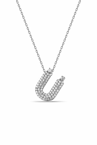 Sahira Jewelry Ü Harfi Zirkon Taşlı 14 K Altın Kaplama Kadın Kolye